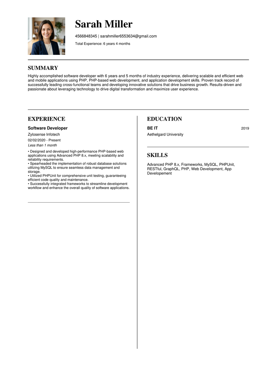 ResumeForge Plus Resume Preview